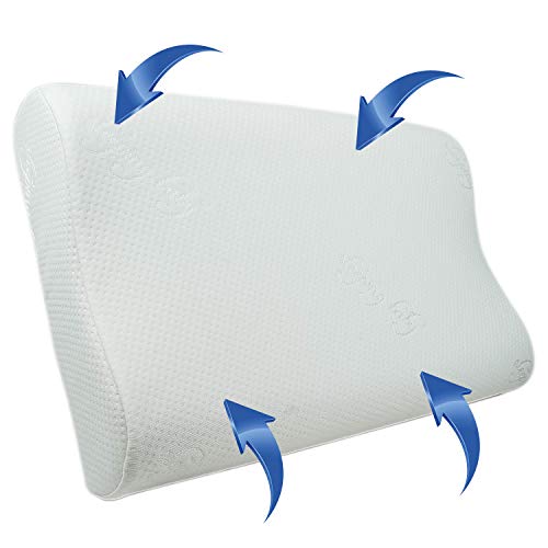 Almohada cervical ortopédica de espuma viscoelástica ergonómica para dolores de cuello y cervicales. Funda suave extraíble y lavable para tomar la postura correcta durante la noche y el descanso.