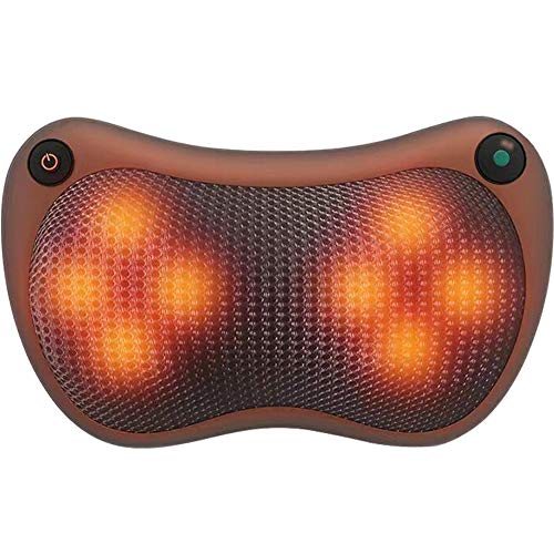 Almohada de masaje cervical el¨¦ctrica, masajeador caliente para masajeador de hombros y pies, uso dual en el hogar del coche de cuerpo completo