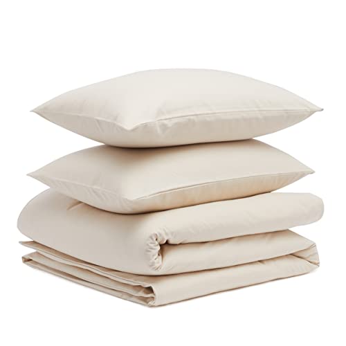 Amazon Basics - Juego de cama de franela con funda nórdica - 230 x 220 cm/50 x 80 cm x 2, Beige