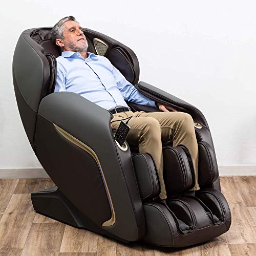 Ananda® Sillón de Masaje 2D+ - Marrón (Modelo 2021) - 12 programas de Masaje Profesional y presoterapia - Termoterapia - Tecnología Gravedad y Espacio ”Cero” - Sonido Envolvente 3D Bluetooth - USB