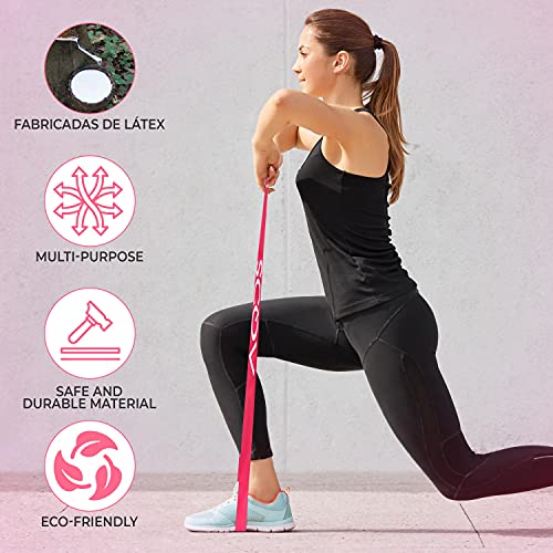 AQOS | Bandas elasticas musculación,5 Cintas elasticas, Gimnasio en casa, Ejercicio, Deporte, Bandas de Resistencia gluteos, Fitness, látex.