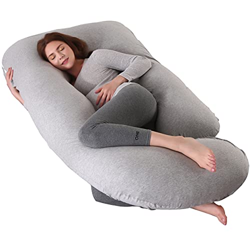 ARNTY Cojin Embarazada Dormir,Almohada Embarazada Dormir Multifuncional en Forma de u,Almohada de Cuerpo para Soporte para Hombros, Caderas, Piernas, Vientre (Gris Claro, Tricotar)