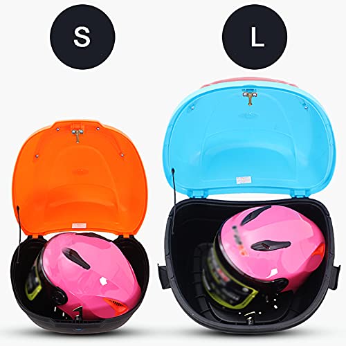 ASDQWER Moto Topcase Casco,Universal Baúl De Moto Scooter,Baul Top Case para Moto, para La Scooter De Motocicletas con Hardware De Montaje Y Luz De Advertencia Nocturna,Sapphire Blue s