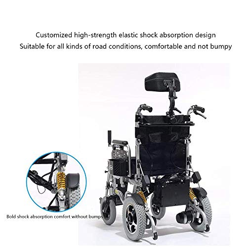 AYHa Silla de ruedas eléctrica plegable ligero Powerchair para los inválidos de edad avanzada - hasta 30 km de la batería de litio de 20Ah, Negro (FDA)