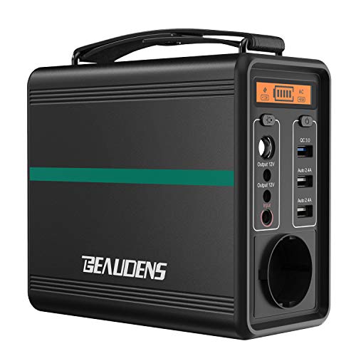 BEAUDENS Generador Solar Portátil 166Wh, 52000mAh, Batería de Litio-ferrofosfato, 6 Puertos (1 AC, 2 DC, 3 USB), 2000 Ciclos, 10 Años de Duración, para Acampada, Emergencia, Electrodomésticos, Viaje