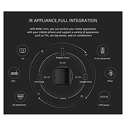 BestCon RM4C Mini Smart WiFi IR Control Remoto Universal Smart Home Hub, Todo en uno Control infrarojo para Todos Tus Dispositivos – Negro