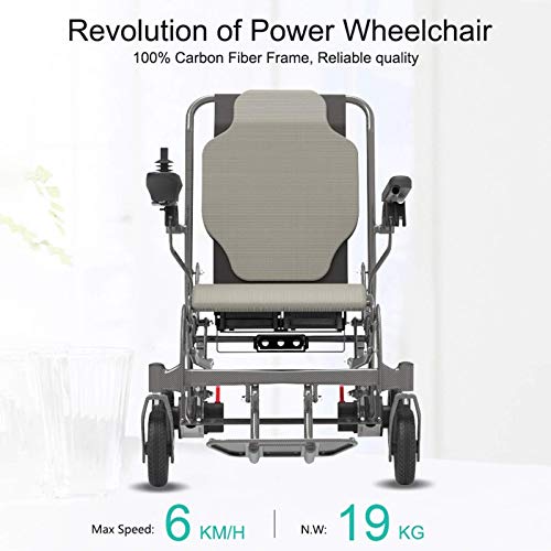 BJH Silla de Ruedas Plegable Liviana con Freno electromagnético/Potente Motor de 500 KW/Sillas de Ruedas eléctricas de Viaje Plegables, livianas y Resistentes para Todo Terreno