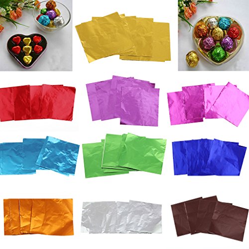 Bonarty 100pcs Candy DIY Paquete de Envoltorios de Papel de Aluminio Paquete de Accesorios de Banquete de Boda - Oro