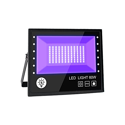 BOSITE 60W LED Luz Negra,Luz Ultravioleta LED Con Enchufe IP66 Impermeable Foco Fluorescente Exterior,Lampara Luz Foco UV Luz Negra para Halloween,Bar,Club,DJ Discoteca,Fiesta,Pinta Corporal