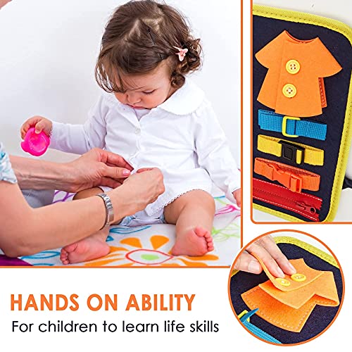 Busy Board Tablero Ocupado para Niños De 1 A 6 Años, Fieltro Portátil para Niños Pequeños, Hebillas, Cremalleras, Cordones De Zapatos, Botones Tablero De Actividades De Educación Temprana