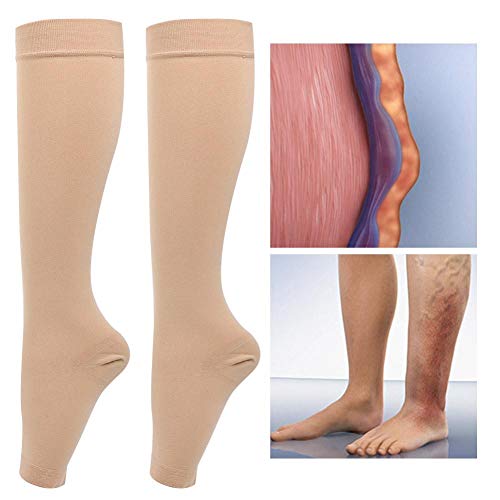 Calcetines de compresión elásticos Calcetines hasta las rodillas Varices Calcetines para adelgazar Piernas Cuidado del cuerpo Medias para mujeres y hombres Correr Vuelo Viajar Enfermeras Edema(xl)