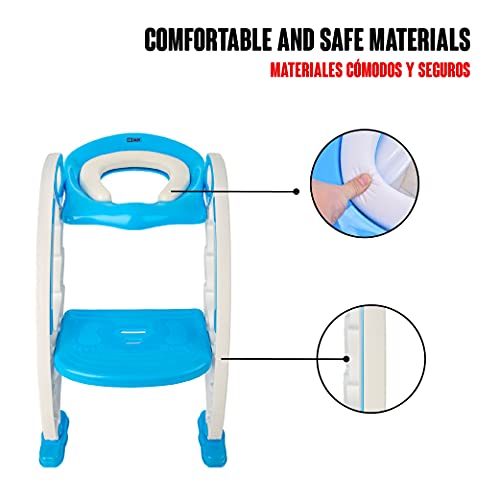 Calma Dragon Asiento de Inodoro para Bebe Portátil, Silla con Escalera para el Baño para Niños, Asiento Plegable para el Vater con un Escalón Reposapies (Celeste)