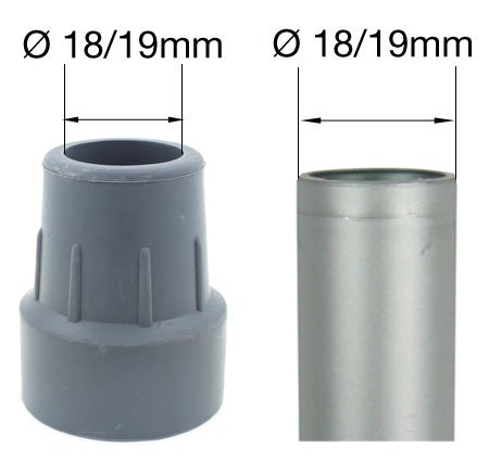 Cantidad 10x: 18/19mm Conteras Virolas De Goma Para Muletas Y Bastones - Gris - Por Lifeswonderful®