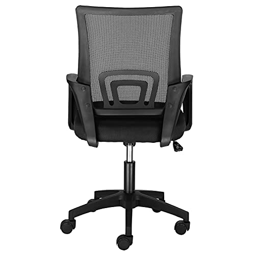 CashOffice - Silla de Escritorio Ergonómica, Silla de Oficina Giratoria con Respaldo Transpirable Negro y Base Negra (Base Negra)