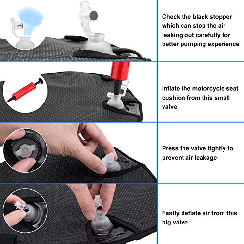 CICMOD Cojín de Asiento Aire Inflable, Almohadilla de Asiento de Moto de Alivio Presión Universial Negro