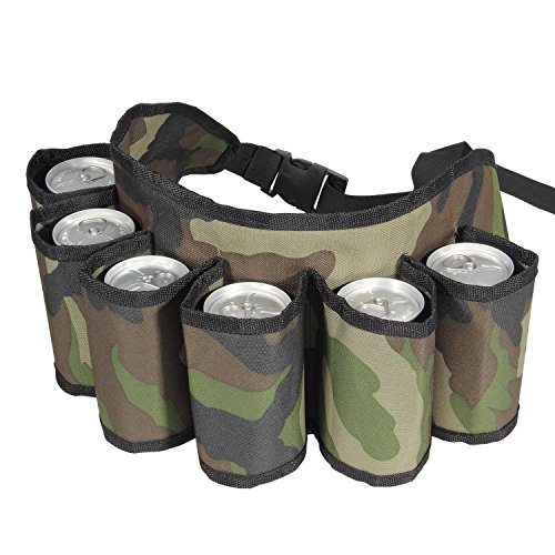 Cisixin Cerveza y Soda Funda de Cinturón?cinturón de Cerveza Bebida Llevar (Contiene 6 latas) - Camo