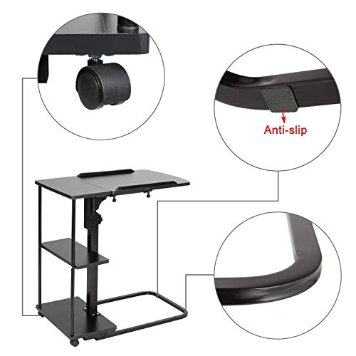 CLJ yslun Mesa de Cama con Ruedas, Mesa Auxiliar con Bandeja Ajustable en Altura para Cama o sofá, Escritorio para computadora portátil, Mesa de sofá movible