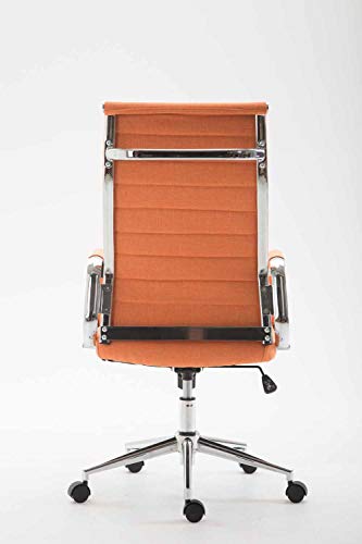 CLP Silla De Oficina Kolumbus Ergonómica Tapizada En Tela & Base con Ruedas I Silla De Escritorio Regulable En Altura, Color:Naranja