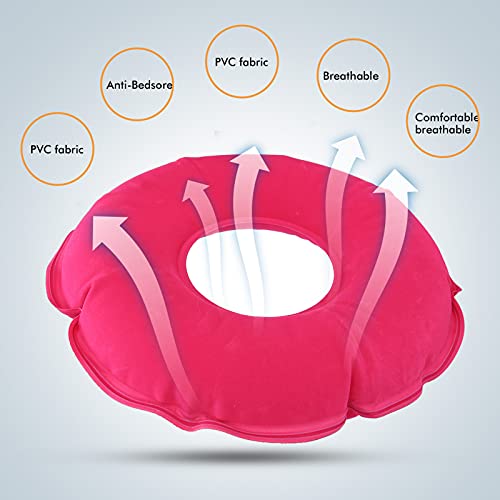 Cojín De Asiento, Cojín Inflable Anti-Escaras Cojín De Asiento Pacientes Mayores Postrados Para En Cama Con Bomba(Rojo)