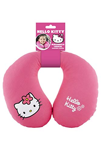 Cojin para coche para niños - en forma de U - Hello Kitty - Almohadilla cervical – Rosa