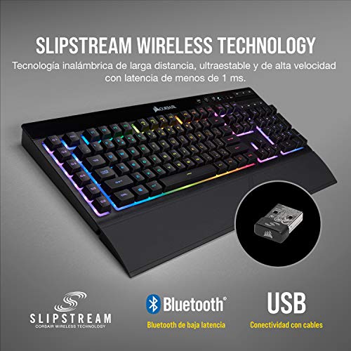 Corsair K57 RGB Wireless - Teclado Para Juegos, Retroiluminación RGB, Color Negro, Teclado Español