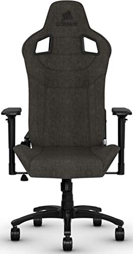 Corsair T3 Rush Silla de Videojuegos Oficina (Exterior de Tela Suave Transpirable, Almohada Cervical Ajustable, Soporte Lumbar, Reposabrazos 4D, Montaj Sencillo), Tejido de Poliéster, Gris (Charcoal)