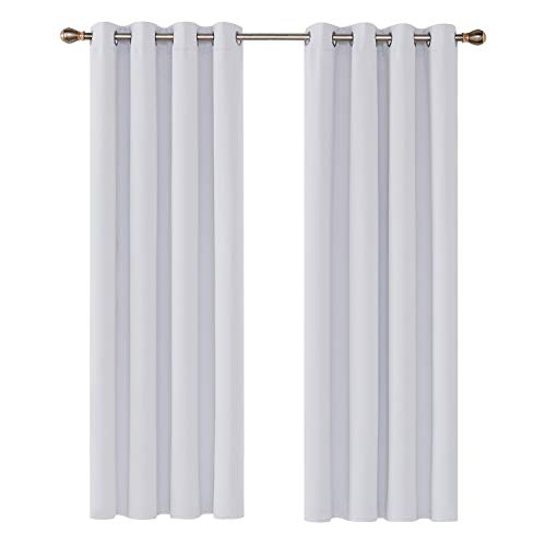 Deconovo Cortinas Salon Opacas Térmicas Aislantes con Ojales 2 Paneles 135 x 240 cm Gris Blanco