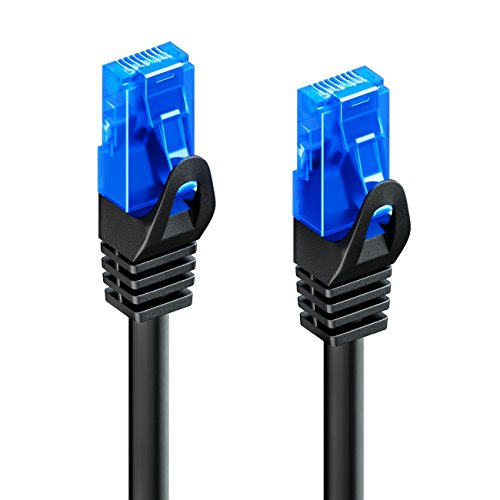 deleyCON 2m CAT.6 Ethernet Gigabit LAN Cable de Red RJ45 CAT6 Cable de Conexión U/UTP Compatible con CAT.5 CAT.5e CAT.6a Cat.7 - Negro