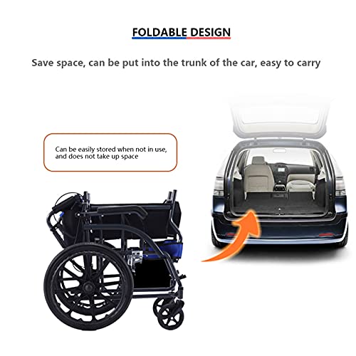 DFYR Silla de Ruedas Ligera, Fácil y Plegable, con Reposabrazos Móvil, Ruedas de 16/20 Pulgadas, Silla de Ruedas Ajustable Multifuncional, Adecuada para el Transporte, Sillas de Ruedas para Ancianos