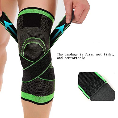 DHER Flexible Transpirable Protege la Rodilla Protege la Rodilla al Aire Libre Movimiento Rodillera de compresión para Crossfit Correr ligamentos Movimiento Un Paquete de Dos Rodilleras Verdes (3XL)