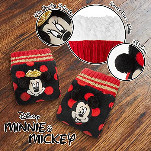 Disney Calcetines Antideslizantes Mujer Talla 35-39, Calcetines Mujer Invierno 3D con Minnie y Mickey Mouse, Regalos Para Mujer y Adolescentes