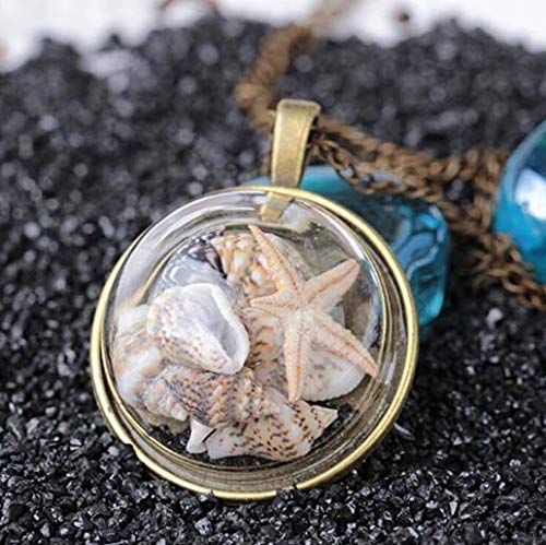 DIVISTAR Playa Concha Shell Sea Star Necklace Colgante de la Cubierta de Cristal con Elemento Ocean, Señoras Collares, Joyas para niñas de Mujeres, Conjuntos de Joyas, Regalos para el día de la Madre