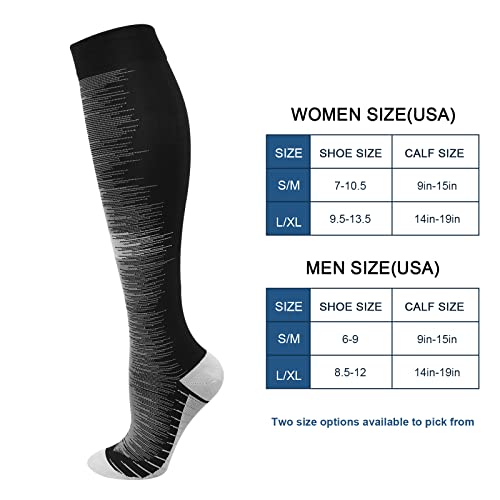 DRESHOW Calcetines de Compresión para Hombres y Mujeres 3/7 Pares 15-20 mmHg es el Mejor para Running, Correr, Senderismo, Volar, Viajar, Varicosas, Médico, Deportivo, Embarazo