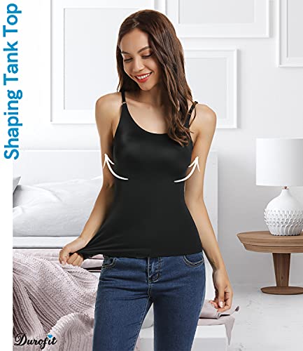 DUROFIT Top Camiseta de Contención Modeladora de Algodón Tank Estilo Clásico Camiseta Moldeadora Camiseta sin Mangas Verano Negro L