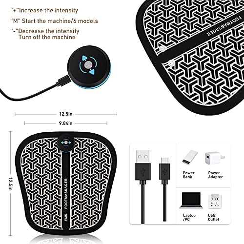 EMS Masajeador Eléctrico Del Pie, Jooheli Masajeador de Piernas, Cojín de Masaje de Pies Fisioterapia para Mejorar la Circulación Sanguínea,USB Portátil Recargable