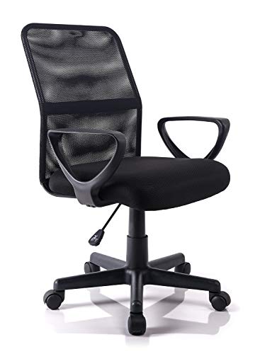 Exofcer Silla de Escritorio en Casa Mediana Silla de Malla Regulable en Altura Silla de Oficina Giratoria Silla para Ordenador (Negro)