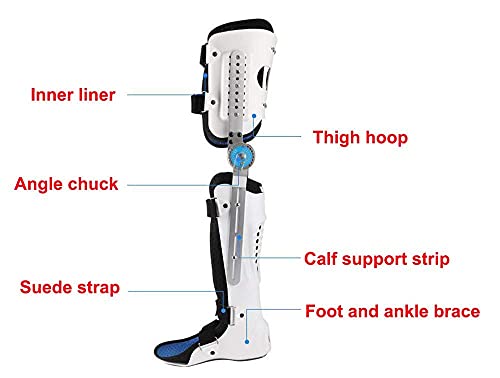 FACAZ Ortesis de inmovilizador de Rodilla, Rodillera con bisagras ROM Inmovilizador de Rodilla Ortesis de Pierna Ortopédica de rótula Rodilla Ajustable para Pierna Izquierda y Pierna Derecha