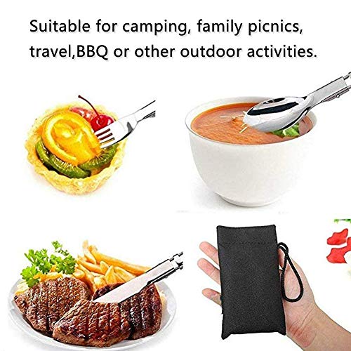 FANDE Plegable Vajilla Tenedor Cuchara Cuchillo, 3 Piezas Cubiertos de Acero Inoxidable Plegables Portátil Cubiertos de Camping para Plegable, Camping, Viajar