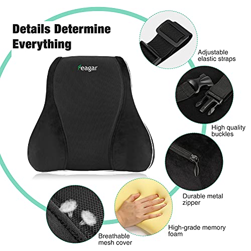 Feagar Cojín Lumbar Ortopédico – Cojín Lumbar Ergonómico de Espuma Viscoelástica –Cojin Respaldo para Asiento Coche, Silla Oficina, Silla de Ruedas, Apoyo para la Espalda,Grande