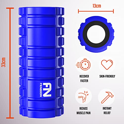 Fit Nation rodillo masaje muscular con libro de ejercicios, rodillo foam roller ultraligero con núcleo hueco, para un alivio profundo del dolor, ideal para corredores, ciclistas, futbolistas, atletas