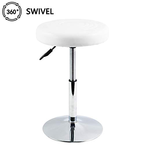 FURWOO PU silla de bar silla de oficina silla giratoria silla de trabajo con ruedas altura ajustable adecuada para oficina café lounge bar sala de estar (blanco)