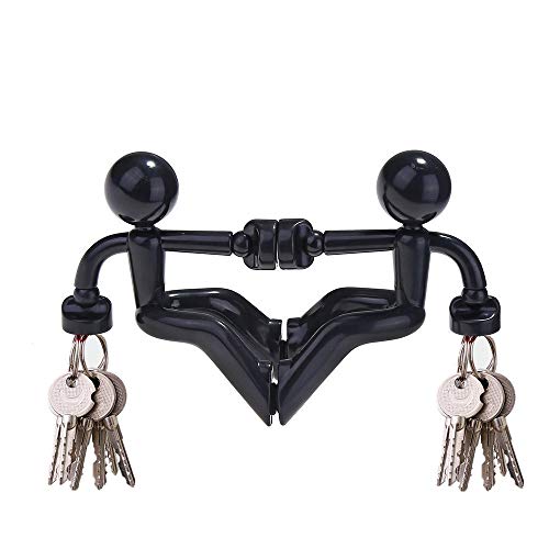 Gancho para Llaves Porta Llaves magnéticas Hombre magnético Gancho de Llave Porta Llaves de Pared Imanes de Nevera para Cualquier Superficie metálica（2 Pack,Negro）