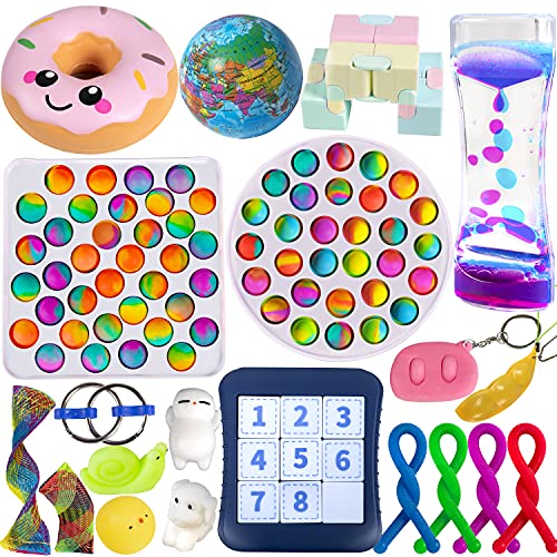 Gmajtars Fidget Sensory Toys Pack Fidgets Set de Juguetes Sensorial Burbujas Antiestrés Fillet Fifget Figet Figettoy Figwt Figet Toy Box para Niños Regalo Fiesta Navidad Cumpleaños