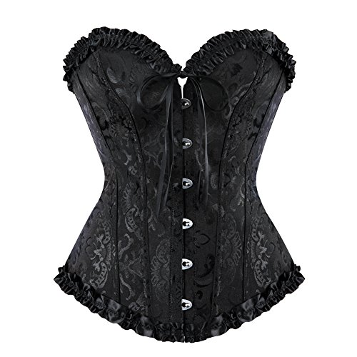 Grebrafan Corset Ballet Clasico Brocado Corsé Tallas Grandes (EU(32-34) S, Negro)