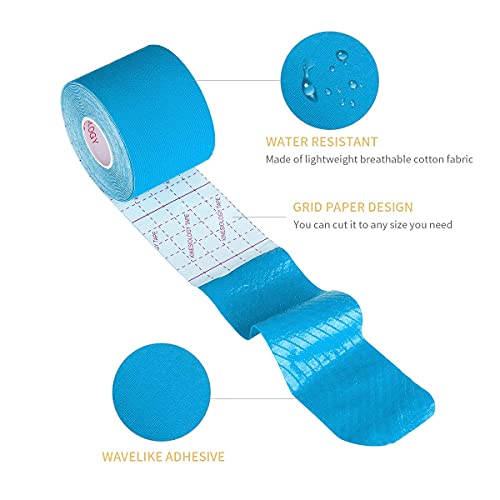 GSPCARE Cinta de Kinesiología, 5cm x 5m Sin Cortar Kinesiotape Vendaje Neuromuscular para Ejercicio, Impermeable sin Látex Cinta de Fisioterapia para la Recuperación de Rodilla, Hombro y Codo