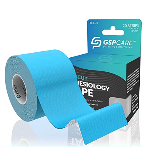 GSPCARE Cinta de Kinesiología, 5cm x 5m Sin Cortar Kinesiotape Vendaje Neuromuscular para Ejercicio, Impermeable sin Látex Cinta de Fisioterapia para la Recuperación de Rodilla, Hombro y Codo