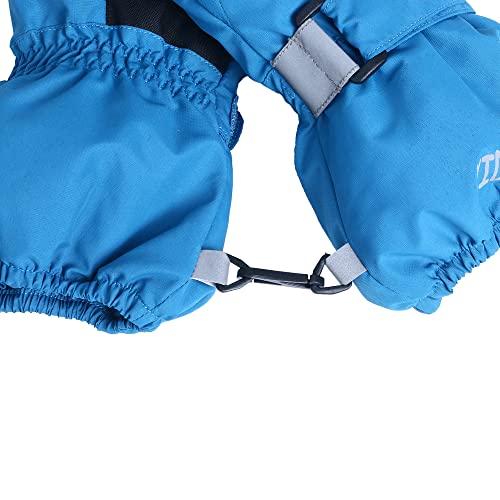 Guantes de esquí Impermeables niños, Guantes Negros de Invierno para bebés, Guantes cálidos de Dedo Completo Azules para niños y niñas, Guantes de Snowboard para Nieve -Black-1-4-6 Years Old