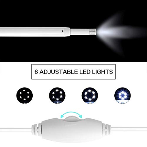 GXXDM Otoscopio inalámbrico de 5.5 mm, Herramienta de eliminación de Cera WiFi, endoscopio de Limpieza de oídos USB inalámbrico 720P con 6 Luces LED, cámara de inspección de otoscopio de