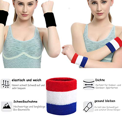 HANERDUN 2 Pzs Muñequera Deportiva Deportes Sweatband Suave Espesar Algodón Tenis Gimnasia Fútbol Baloncesto Correr Deportes Atléticos