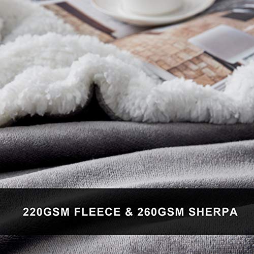 Hansleep Manta Reversible de Franela Sherpa 130x165cm Gris, Manta Polar para Cama 80 de Microfibra Manta Pelo para Sofá Suave Manta Forro Polar de Invierno